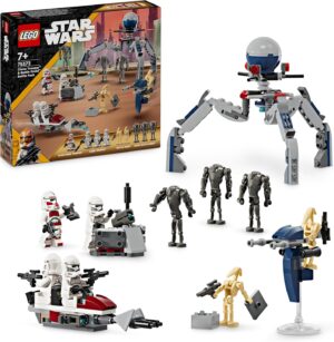 LEGO Star Wars 75372 Pack de Combat Clone Troopers et Droïdes de Combat avec Speeder Bike