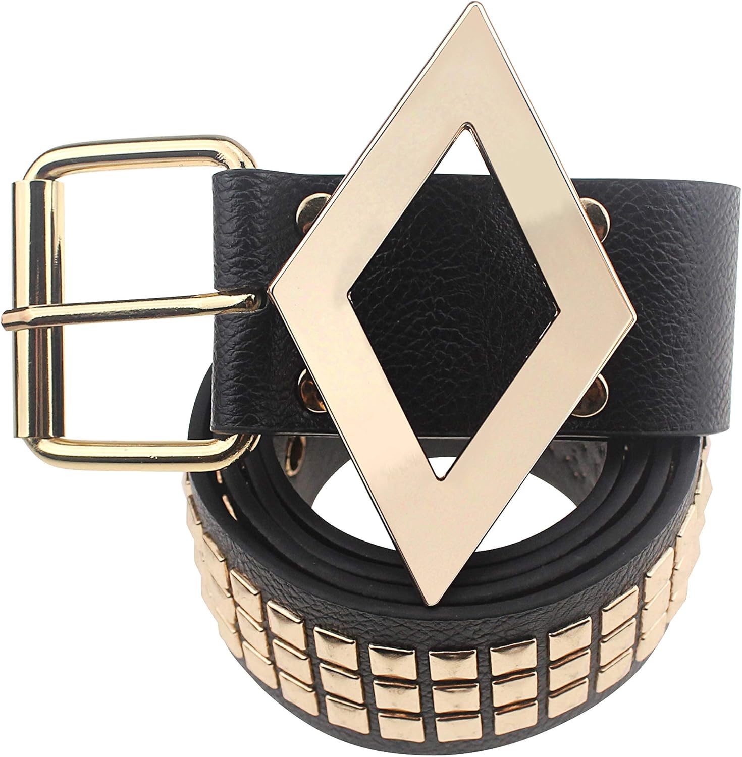 Ceinture Harley Quinn en cuir noir à goujons dorés pour cosplay – Image 2