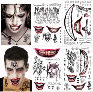 Tatouages temporaires Joker et Harley Quinn, 8 grandes feuilles Squad Suicide