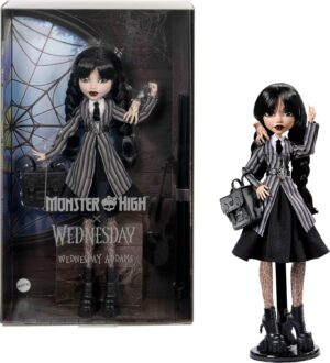 Monster High Mercredi Addams, poupée de collection en uniforme Nevermore avec La Chose