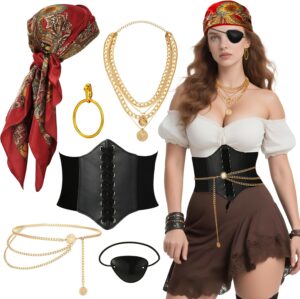 Aretas déguisement Pirate des Caraïbes femme avec 6 accessoires