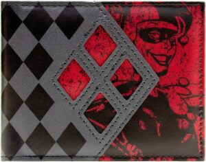 Portefeuille bi-fold gris The Dark Knight Joker & Harley Quinn à diamants