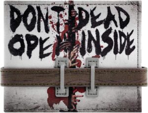 Portefeuille gris tri-volet Walking Dead Dont Dead Inside avec bouton et porte-cartes