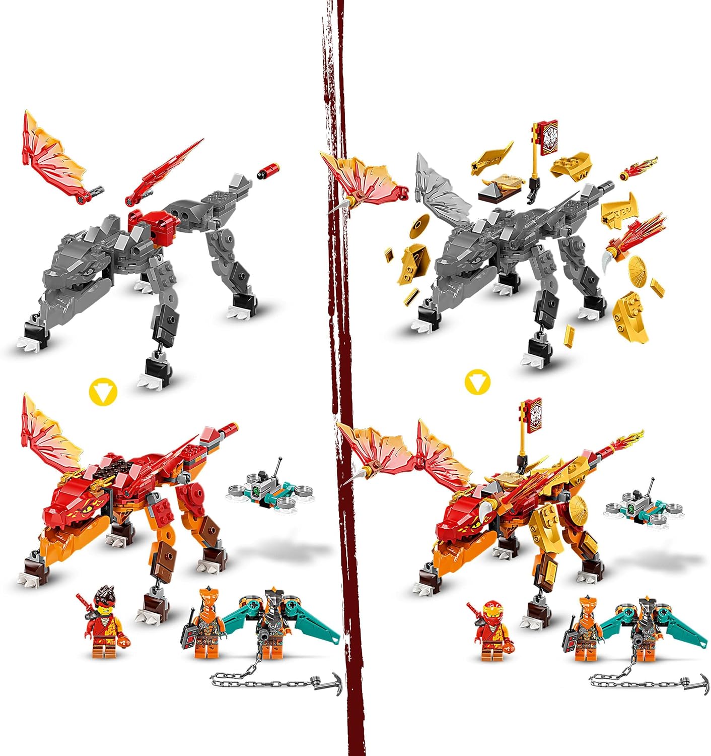 Dragon de feu évolutif de Kai LEGO Ninjago avec guerriers serpents – Image 6