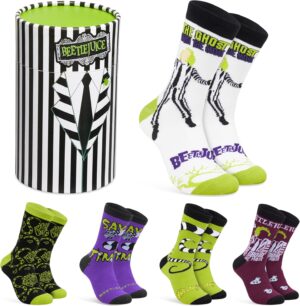 Beetlejuice lot de 5 paires de chaussettes homme mi-mollet, taille 40-45