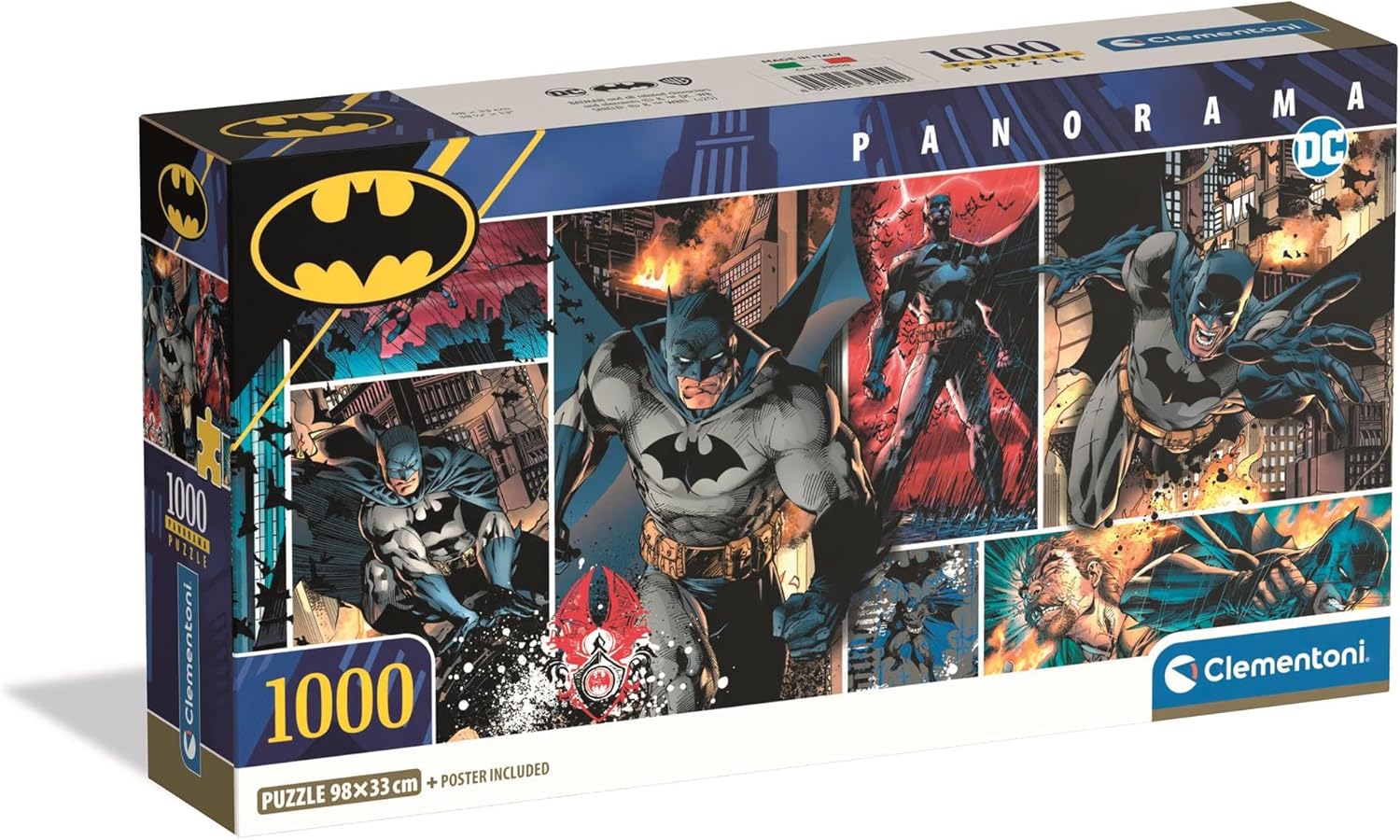 Batman DC Comics, puzzle panorama Clementoni 1000 pièces en boîte compacte