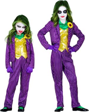 Costume enfant Joker Evil Clown avec gants violets