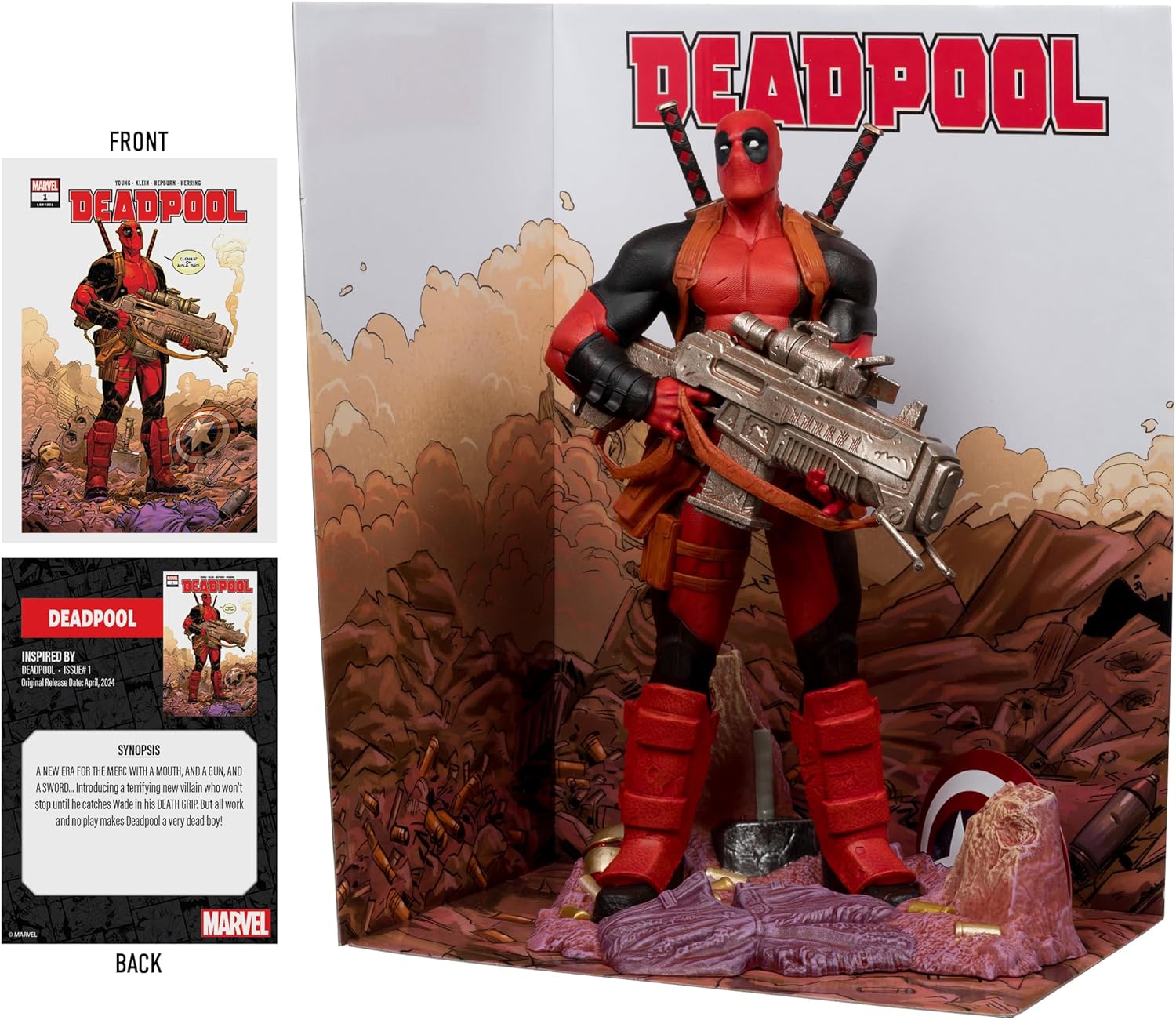 Figurine Marvel Deadpool avec scène 1:6 et bande dessinée #1 – Image 5