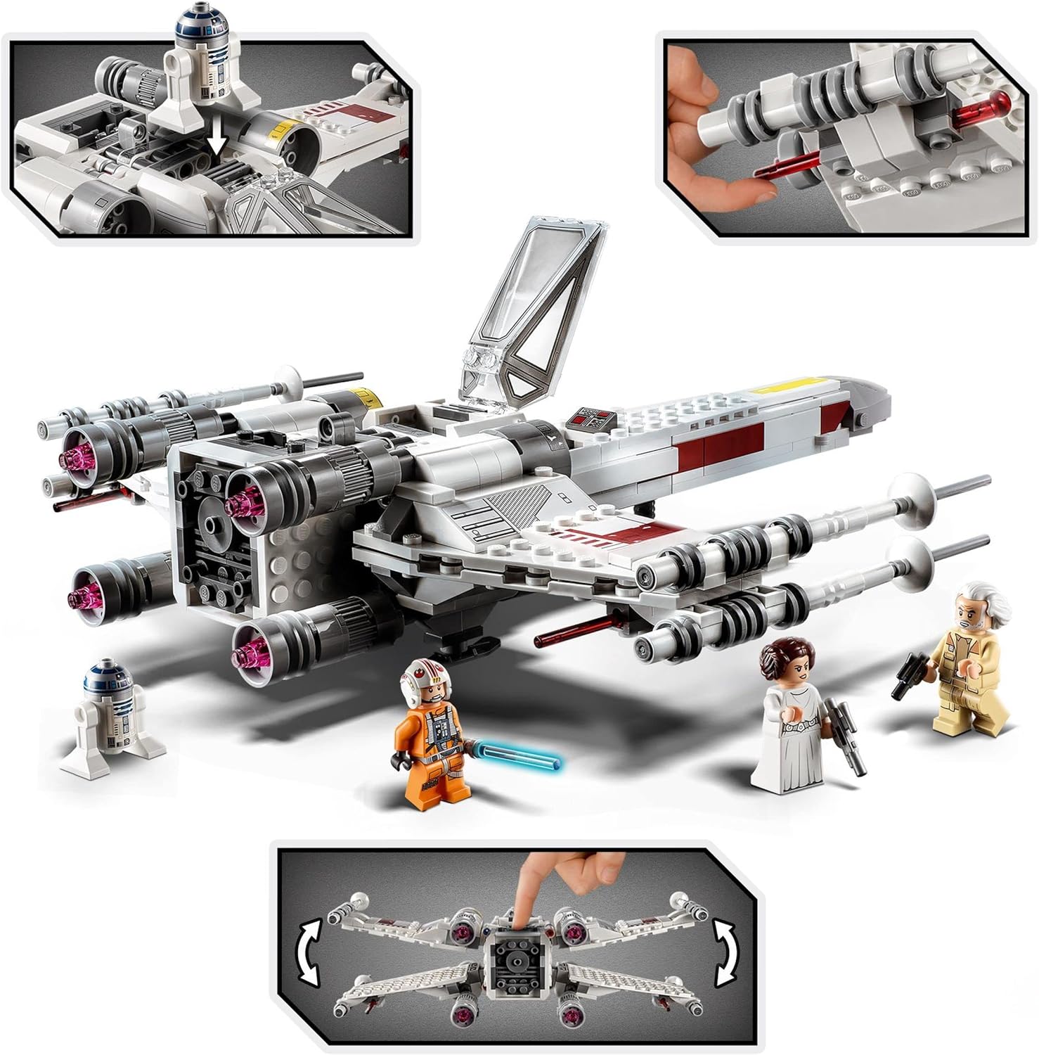 X-Wing Fighter LEGO Star Wars de Luke Skywalker avec Leia et R2-D2 – Image 4
