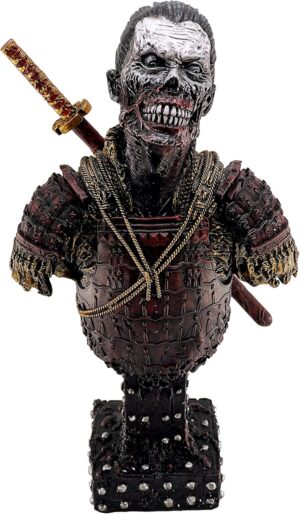 Figurine LOOYAR zombie de samouraï japonais en résine rouge