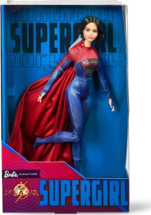 Poupée de collection Barbie Supergirl du film Flash avec cape et support inclus