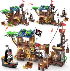 Maison pirate Pirate des Caraïbes à LED, 3 styles et 781 blocs