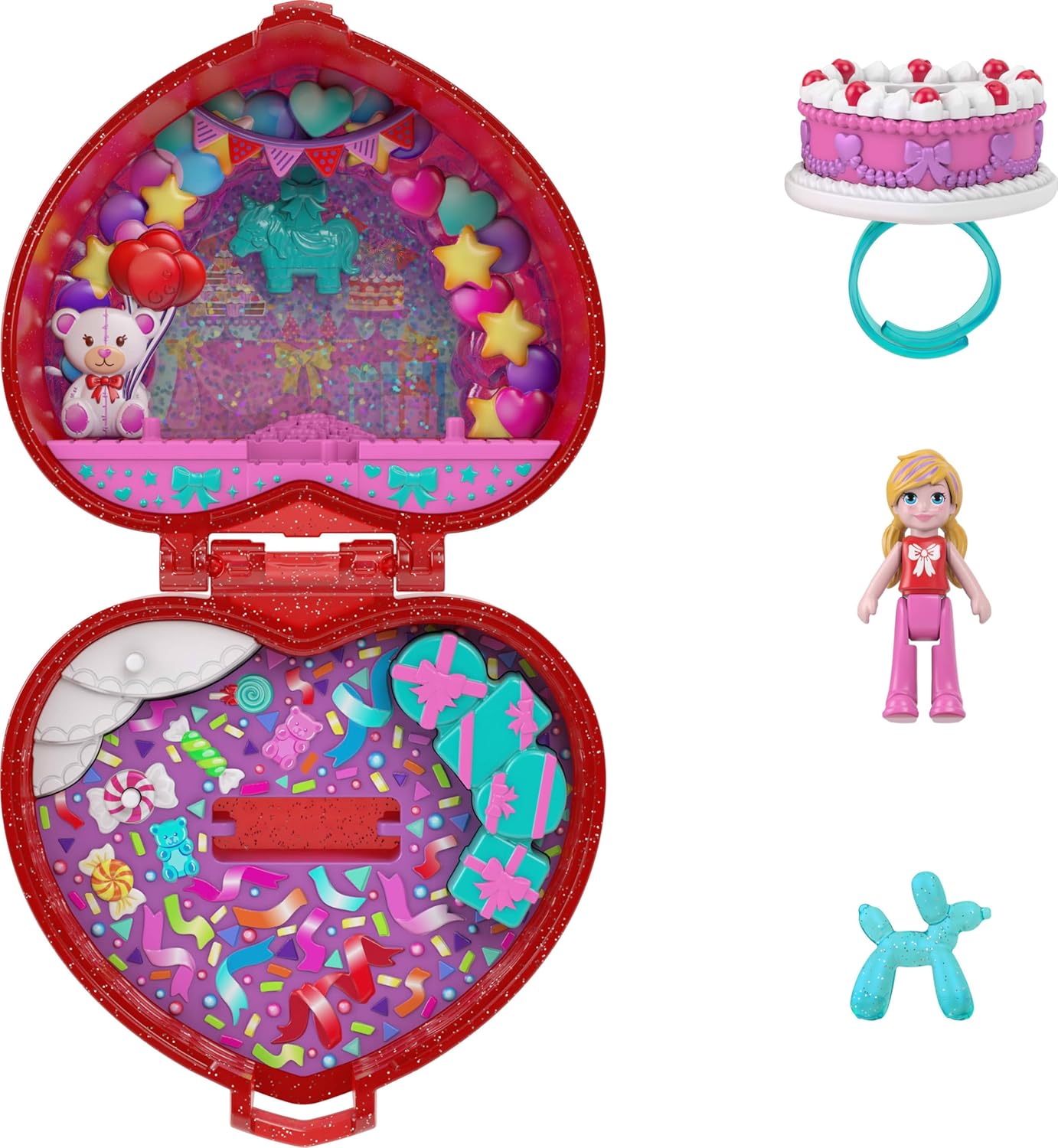 Polly Pocket Mattel 80e anniversaire, coffret boîte à bijoux fête avec poupée – Image 5