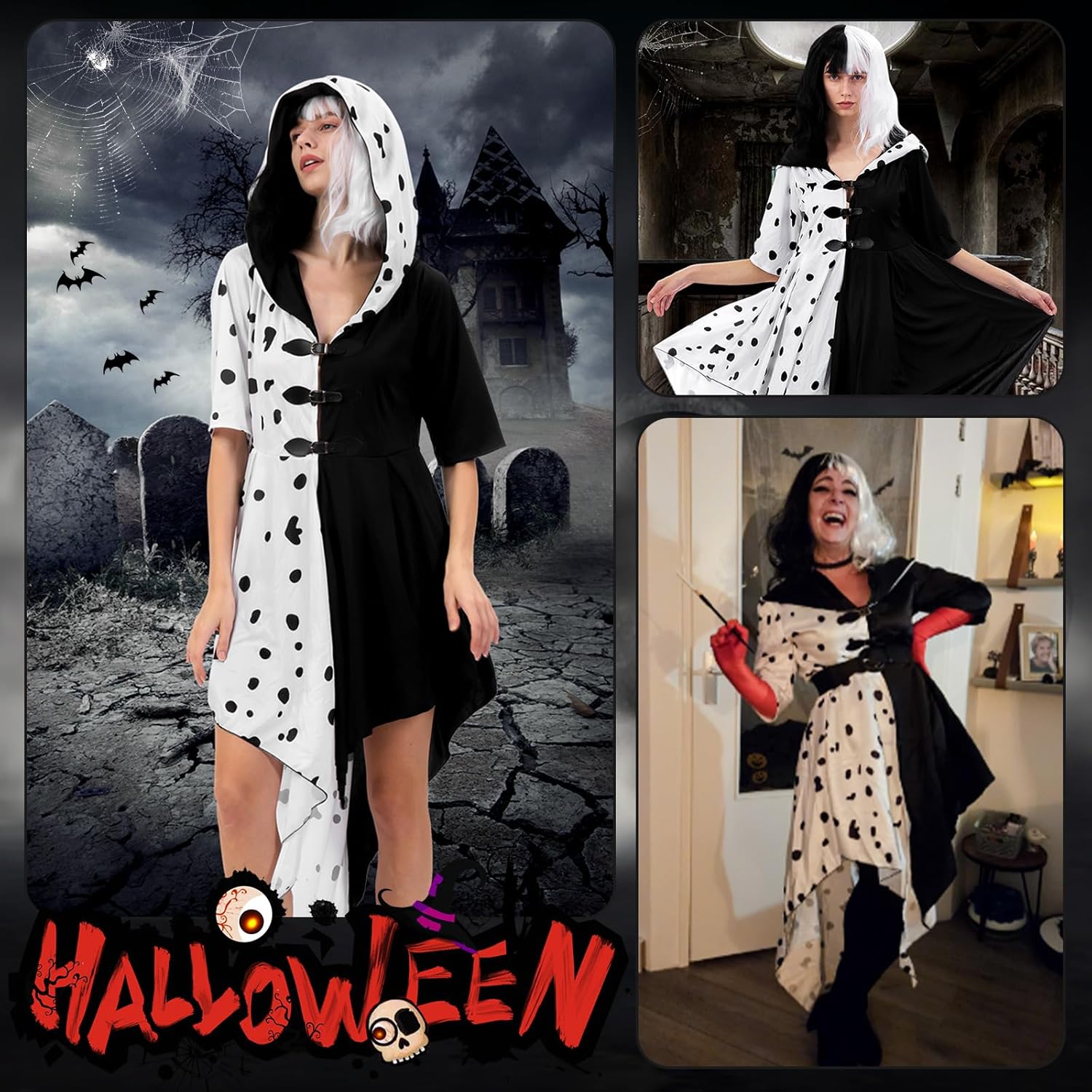 Costume femme Cruella De Vil avec perruque et accessoires – Image 6