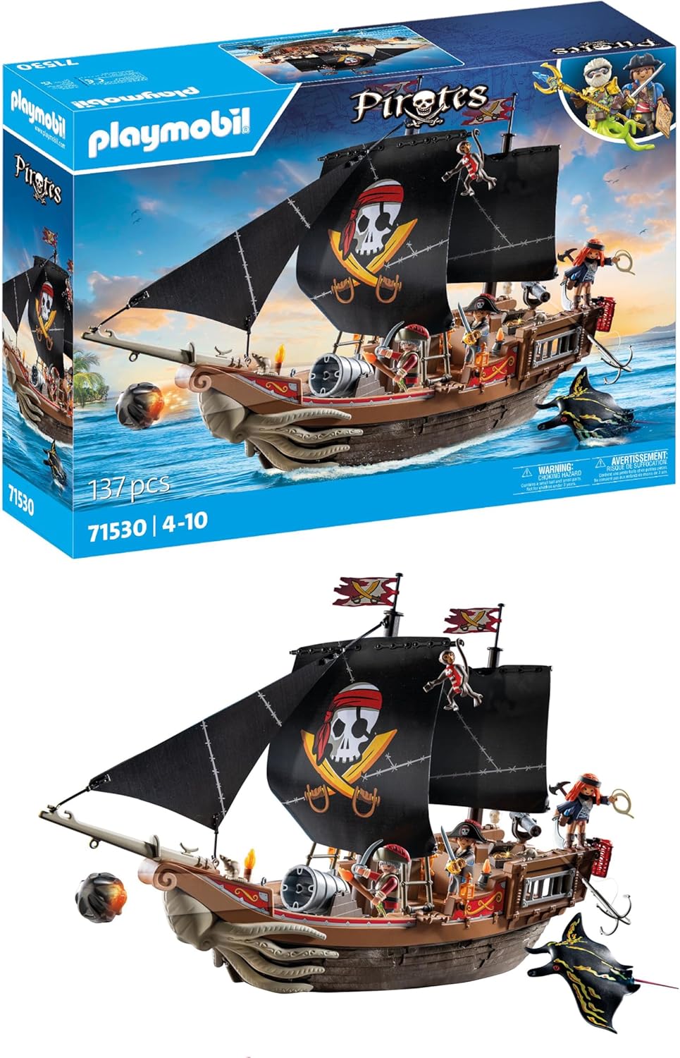 Bateau de pirates Playmobil 71530 avec canons et ancre dès 4 ans