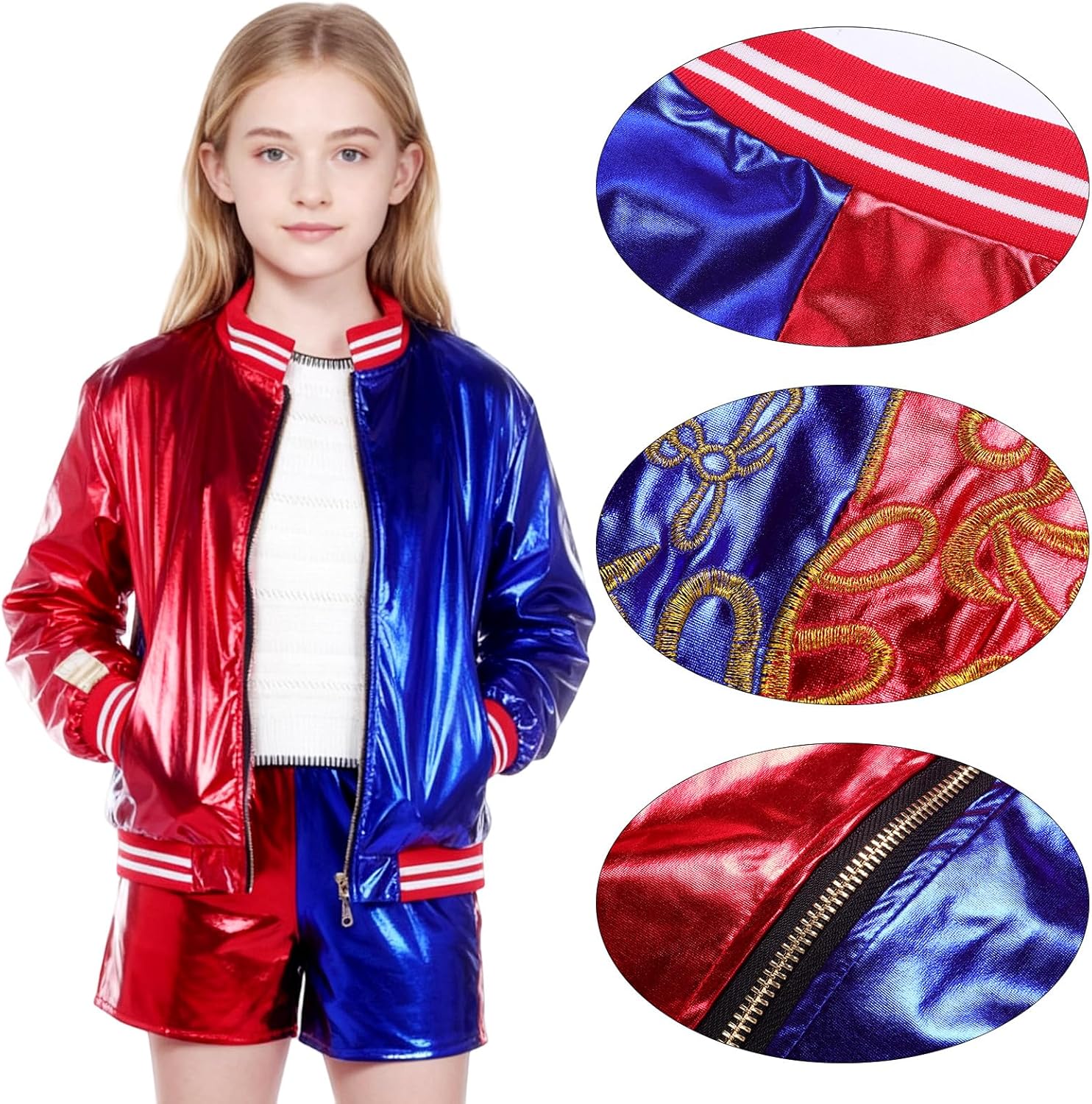 Costume enfant Harley Quinn avec veste, T-shirt et short – Image 2