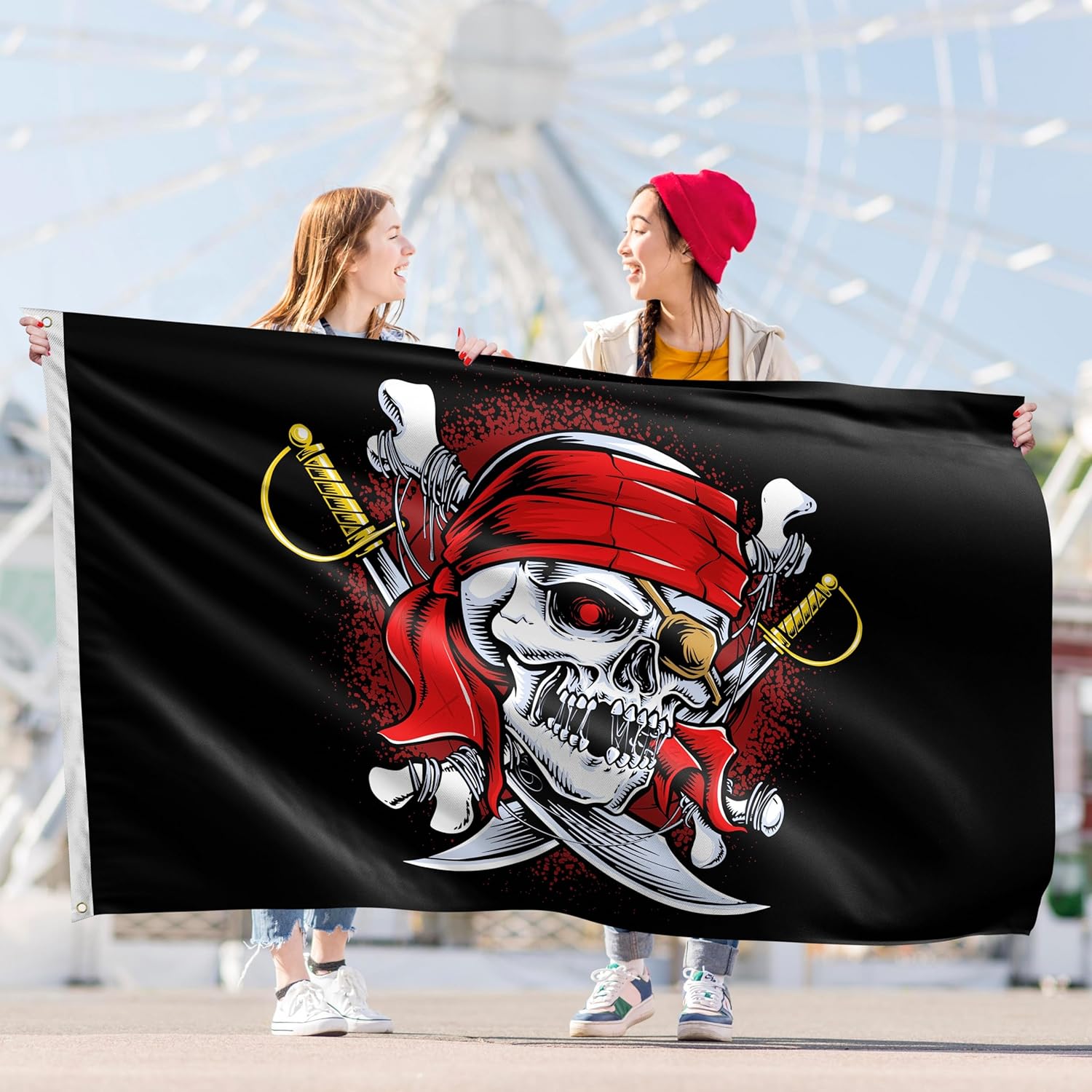 Drapeau pirate KASKANA 90 x 150 avec œillets et double couture – Image 3