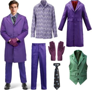 Costume Joker adulte 6 pièces avec manteau et chemise