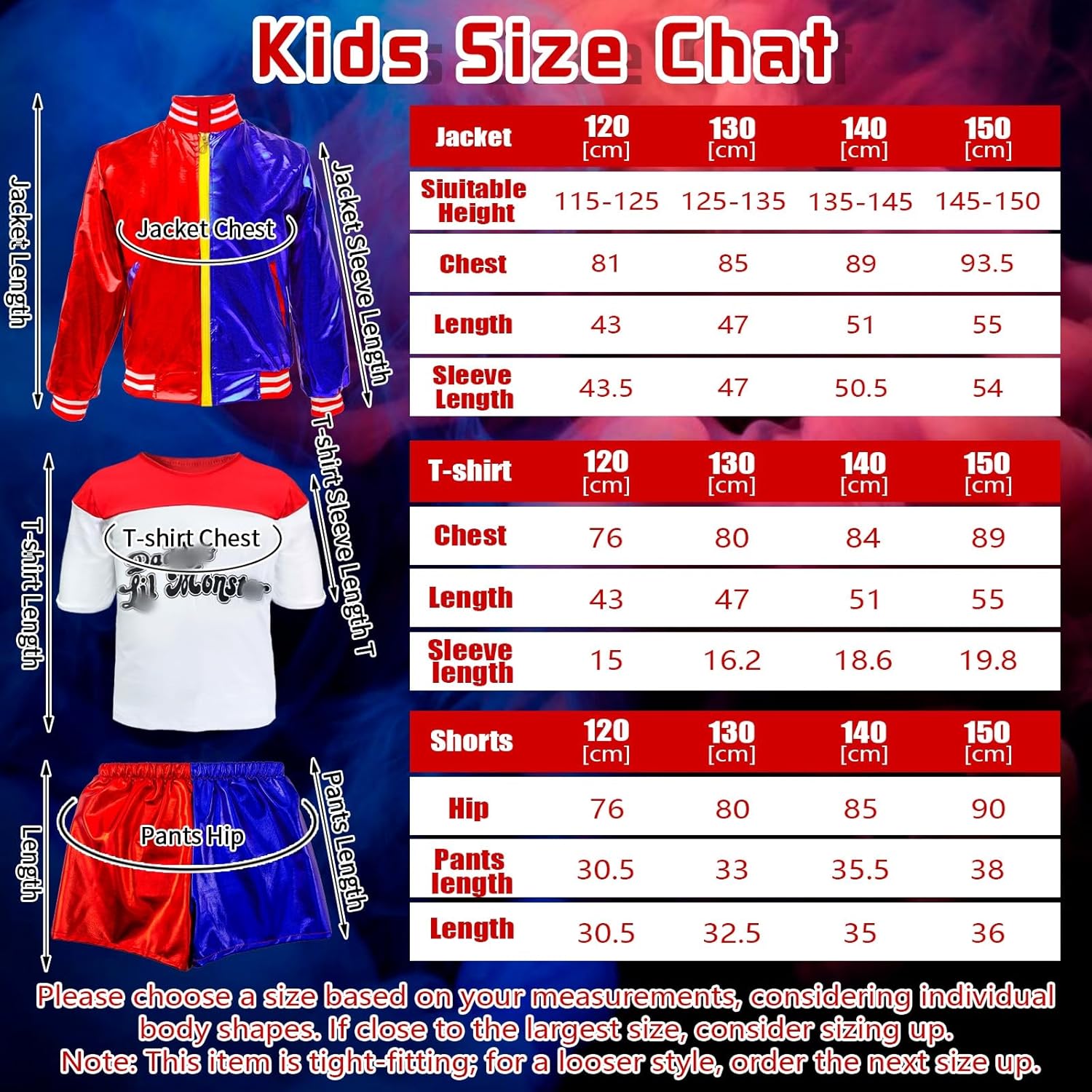 Costume enfant Harley Quinn fille avec veste et short – Image 3