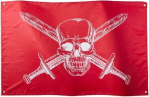 Drapeau pirate rouge tête de mort 3 x 5 ft