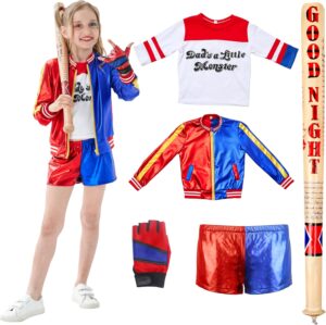 Costume enfant Harley Quinn avec batte en PVC souple, veste et pantalon