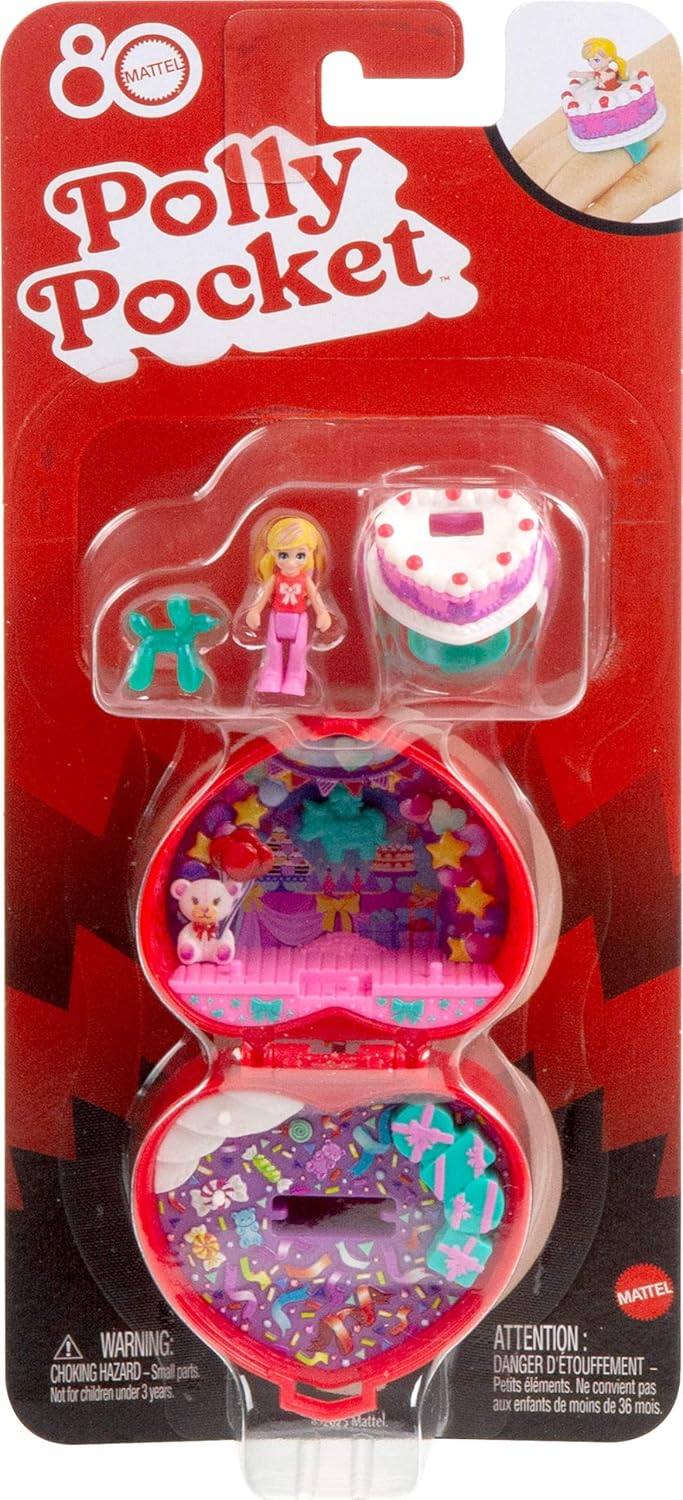 Polly Pocket Mattel 80e anniversaire, coffret boîte à bijoux fête avec poupée – Image 6