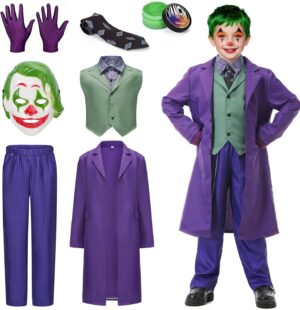 Costume enfant Joker taille M avec masque et veste violette
