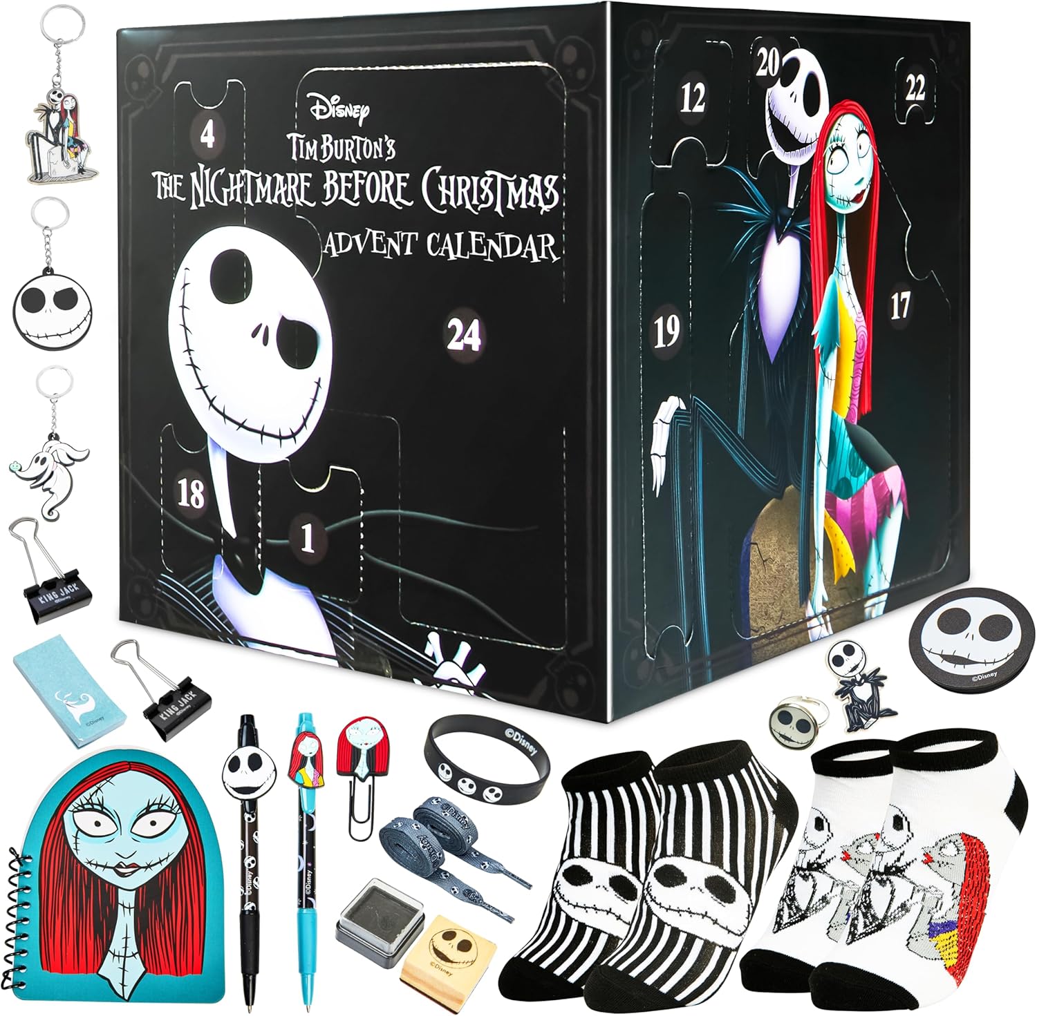 Calendrier de l'Avent 2025 Disney The Nightmare Before Christmas avec Jack, papeterie et accessoires kawaii