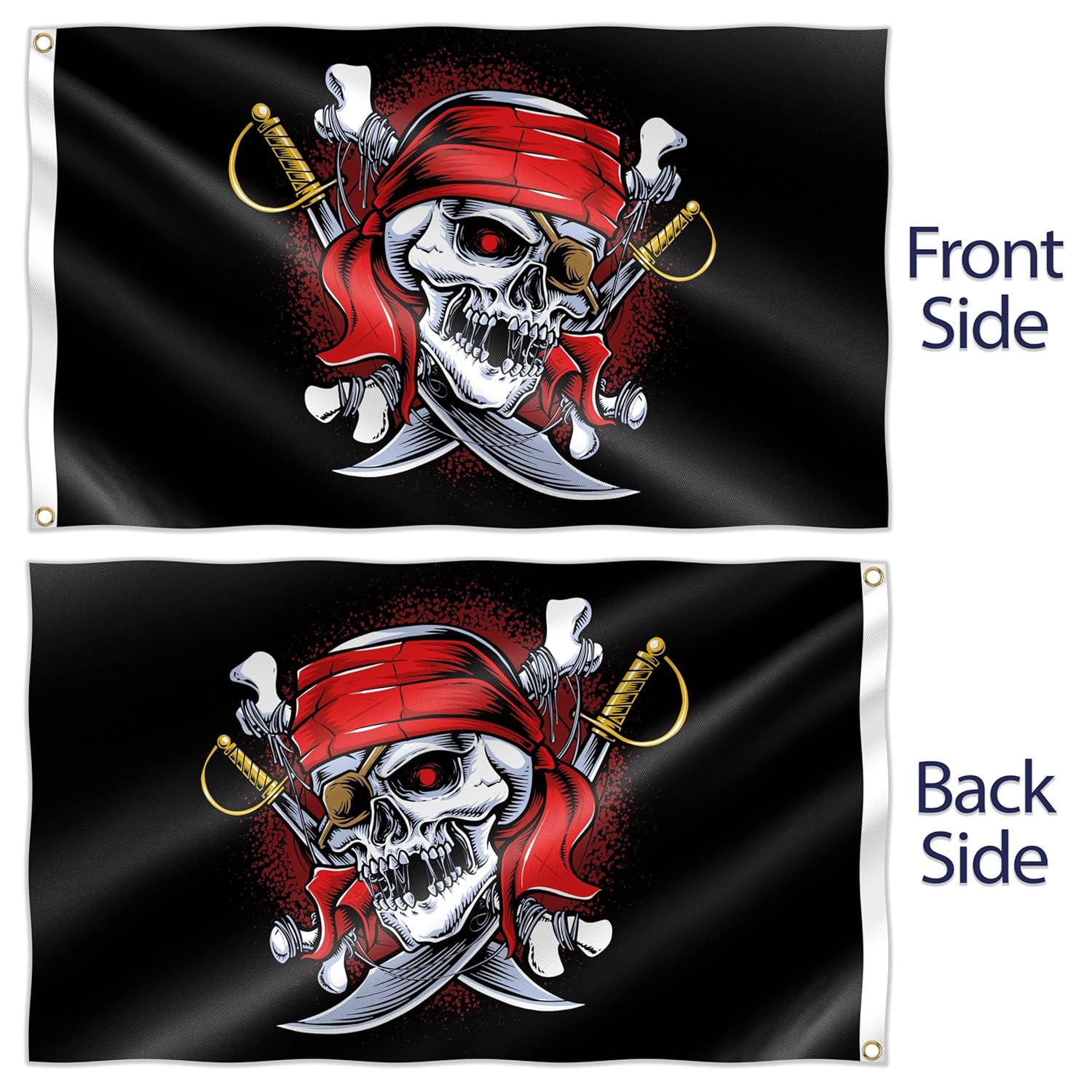 Drapeau pirate KASKANA 90 x 150 avec œillets et double couture – Image 4