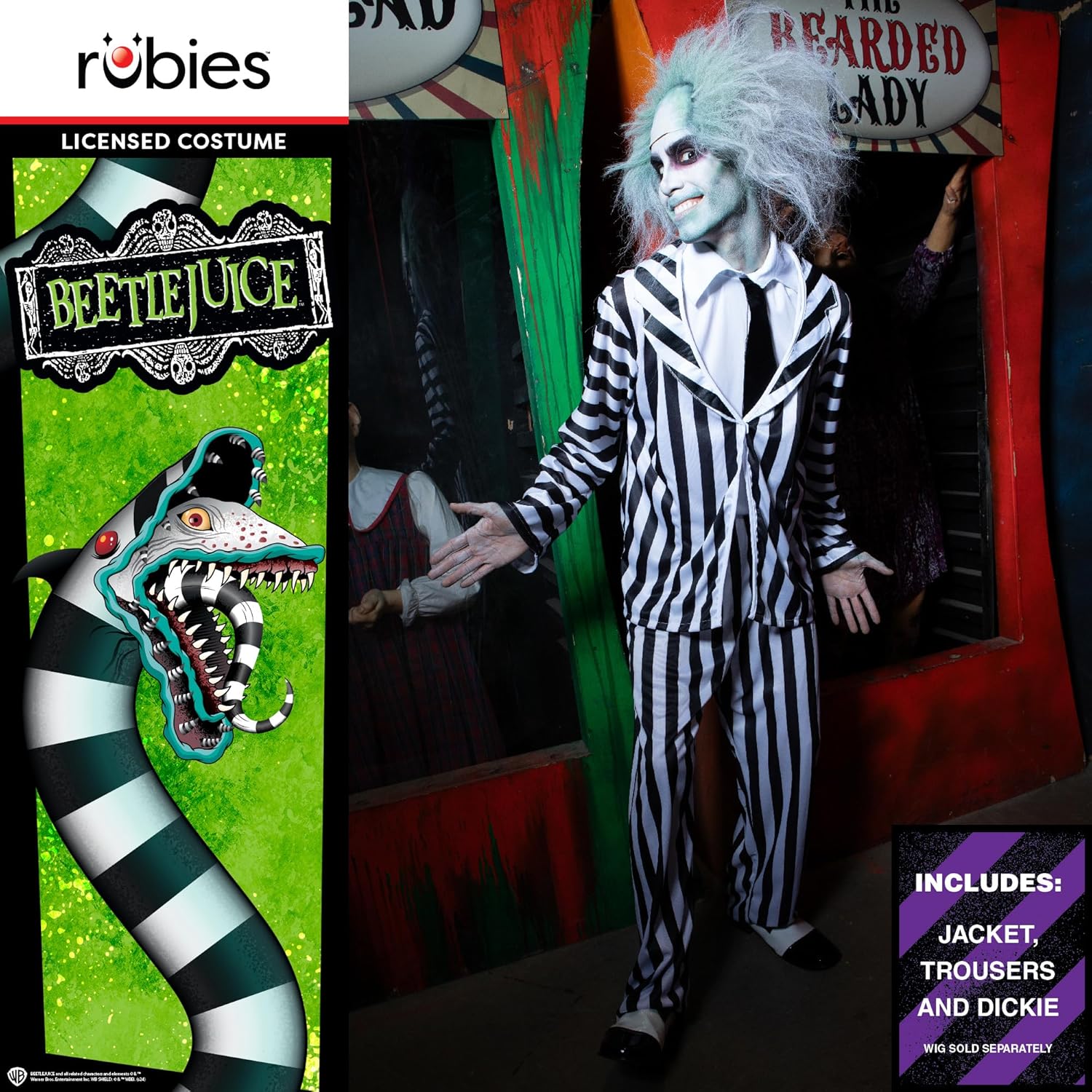 Costume Beetlejuice noir et blanc homme adulte XL Rubie's – Image 2