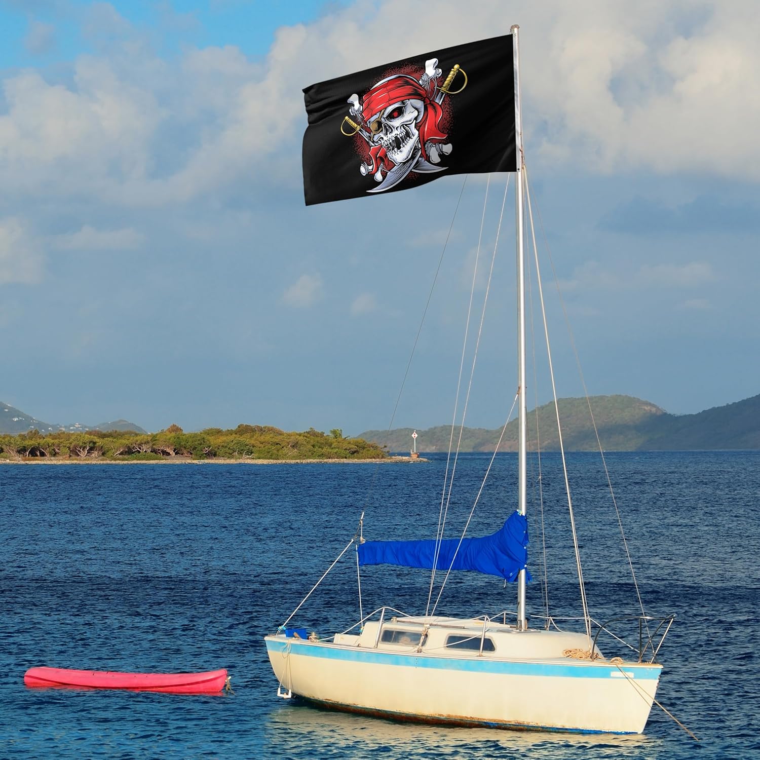 Drapeau pirate KASKANA 90 x 150 avec œillets et double couture – Image 6