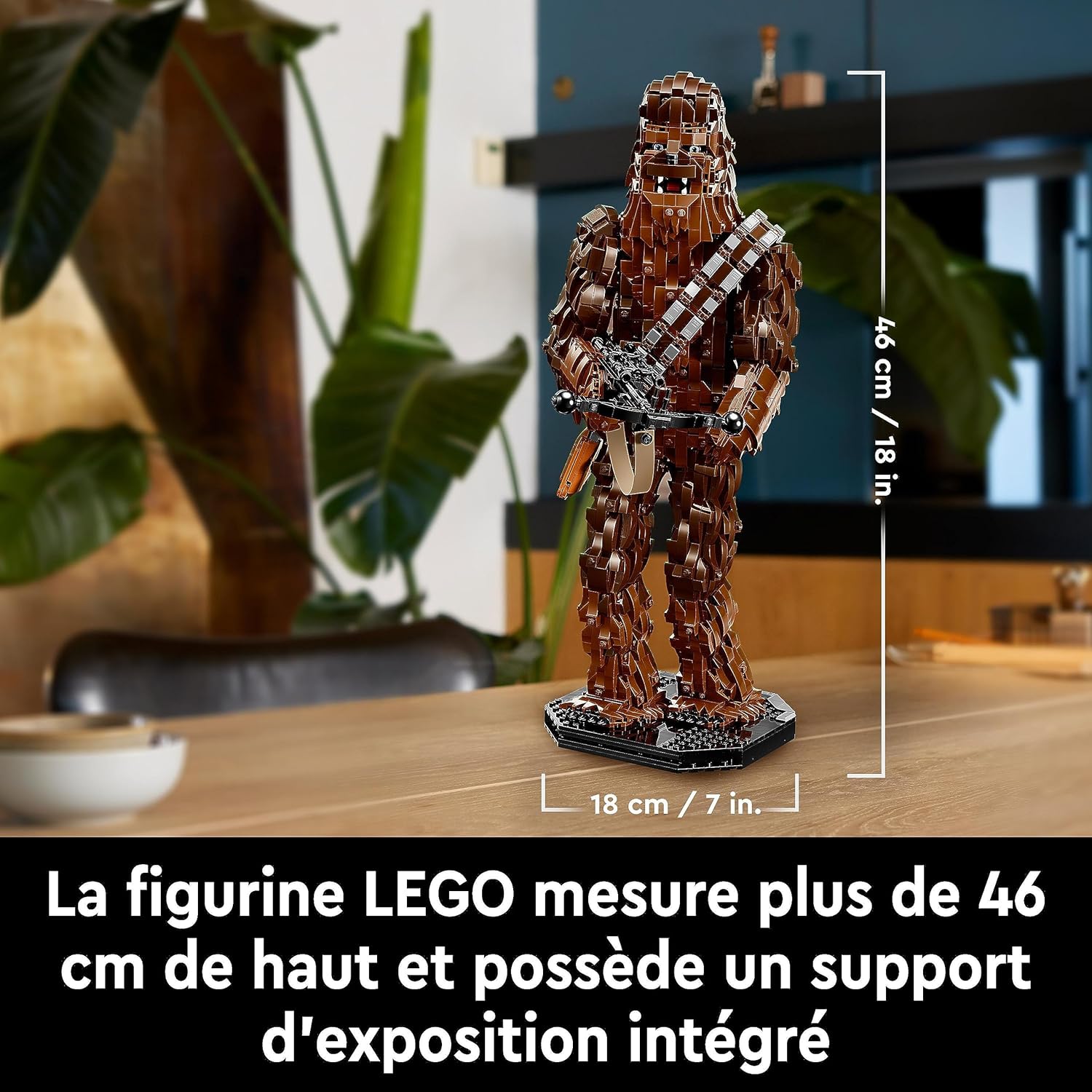 Chewbacca LEGO Star Wars avec arbalète, minifigurine et plaque descriptive – Image 6