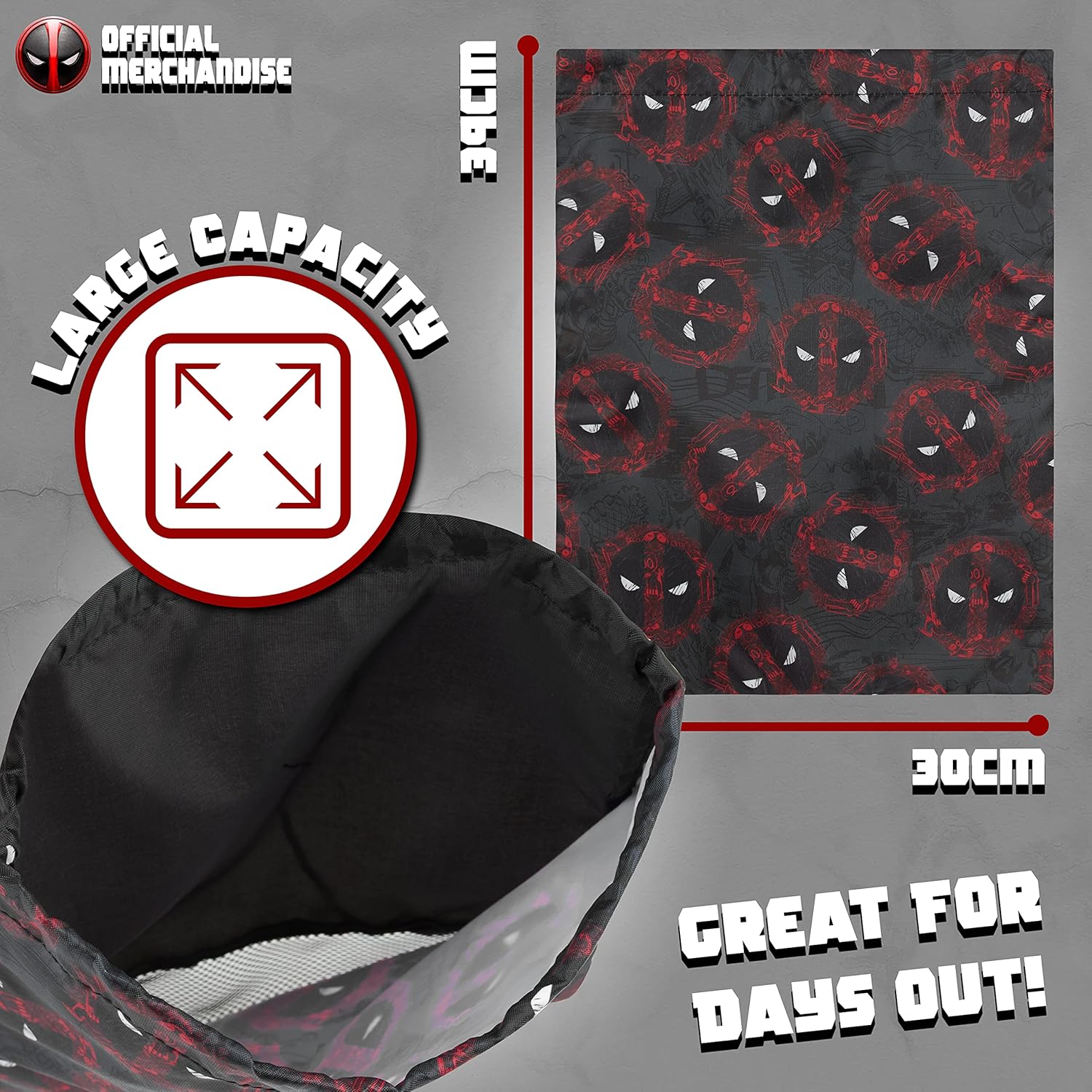 Sac à cordon enfant Marvel Deadpool pour sport et piscine – Image 6