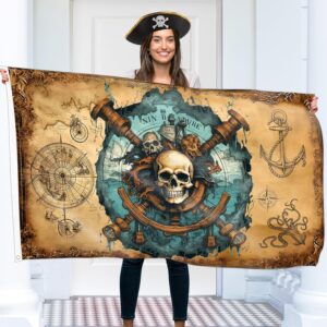 Drapeau Pirates des Caraïbes Jolly Roger KASKANA 90 x 150 cm à œillets