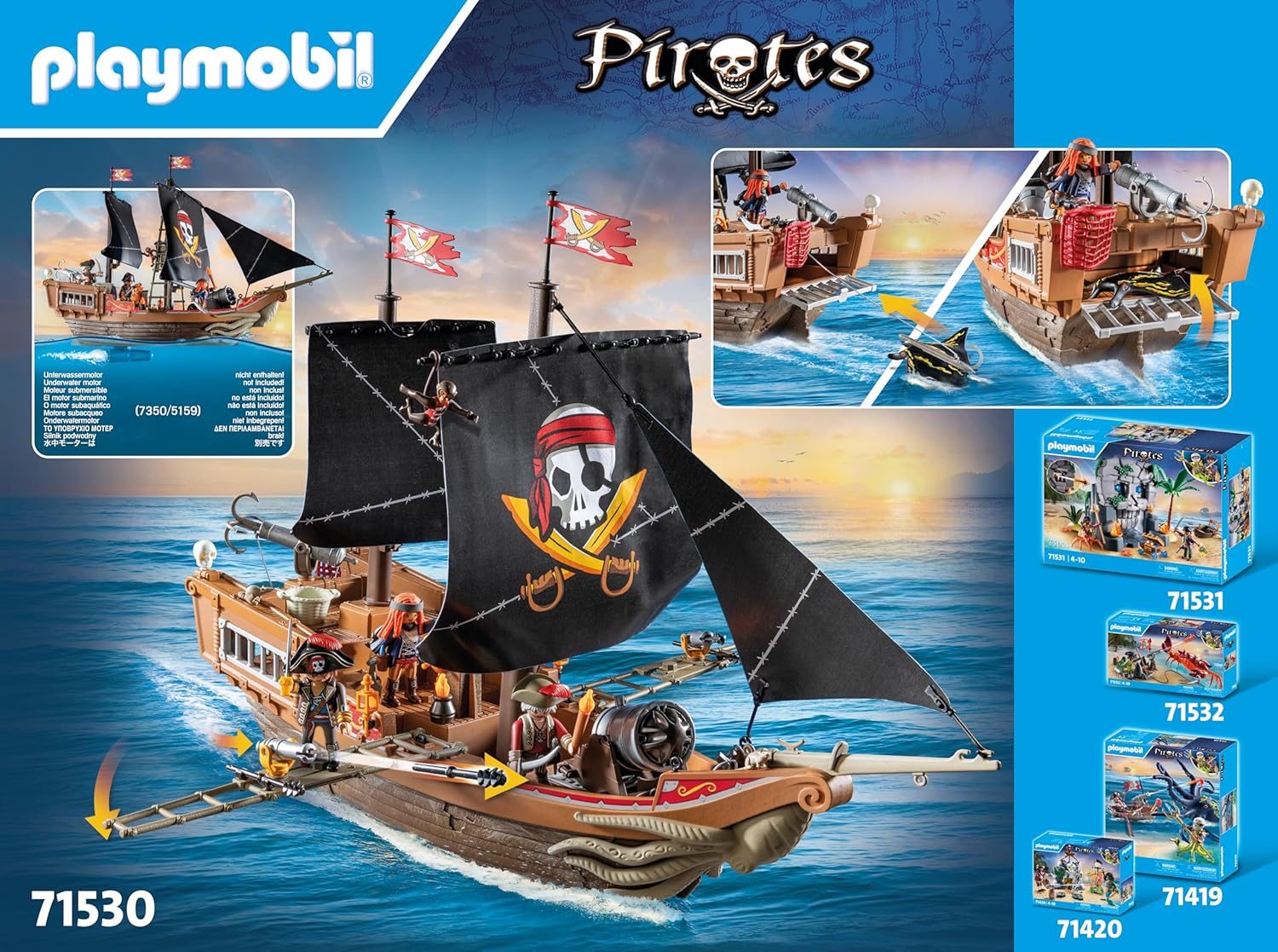 Bateau de pirates Playmobil 71530 avec canons et ancre dès 4 ans – Image 8