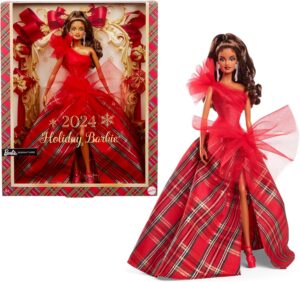 Barbie Signature Holiday 2024, poupée en robe à carreaux