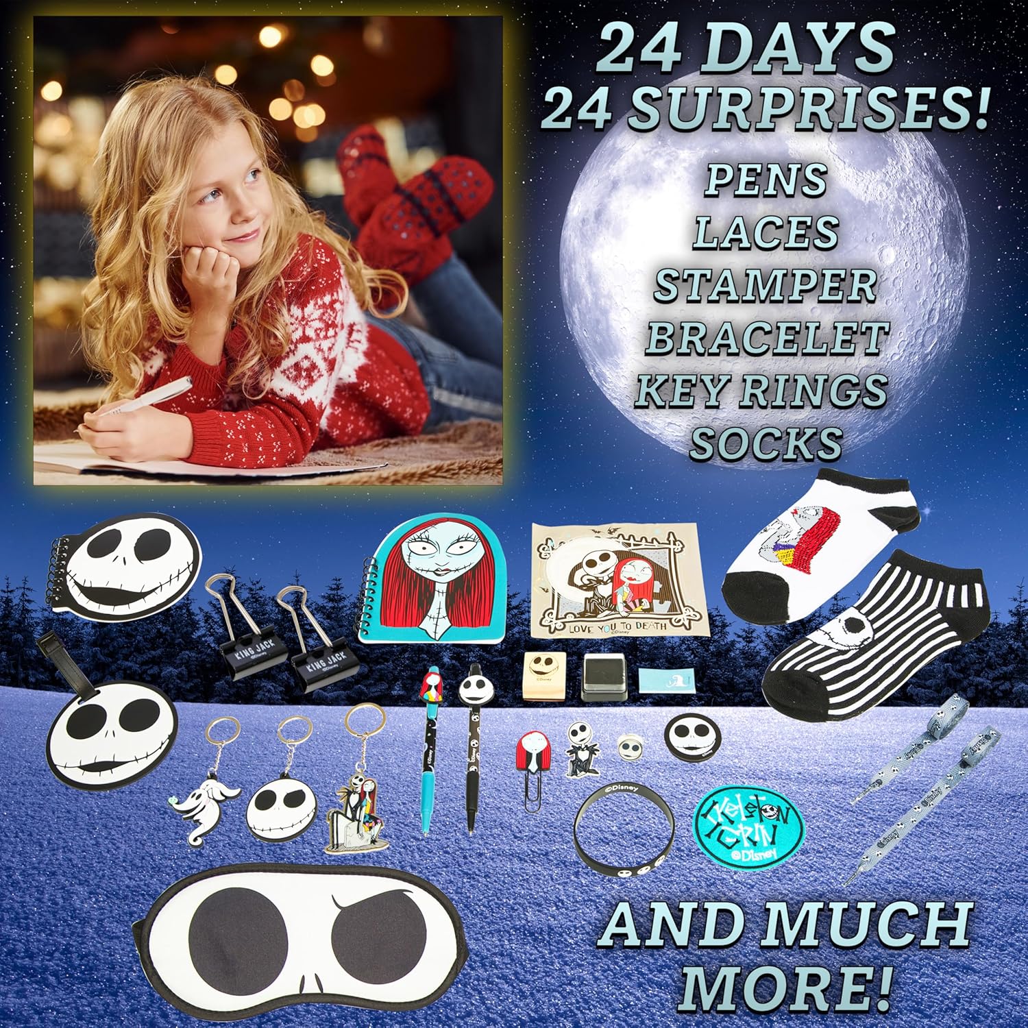 Calendrier de l'Avent 2025 Disney The Nightmare Before Christmas avec Jack, papeterie et accessoires kawaii – Image 3