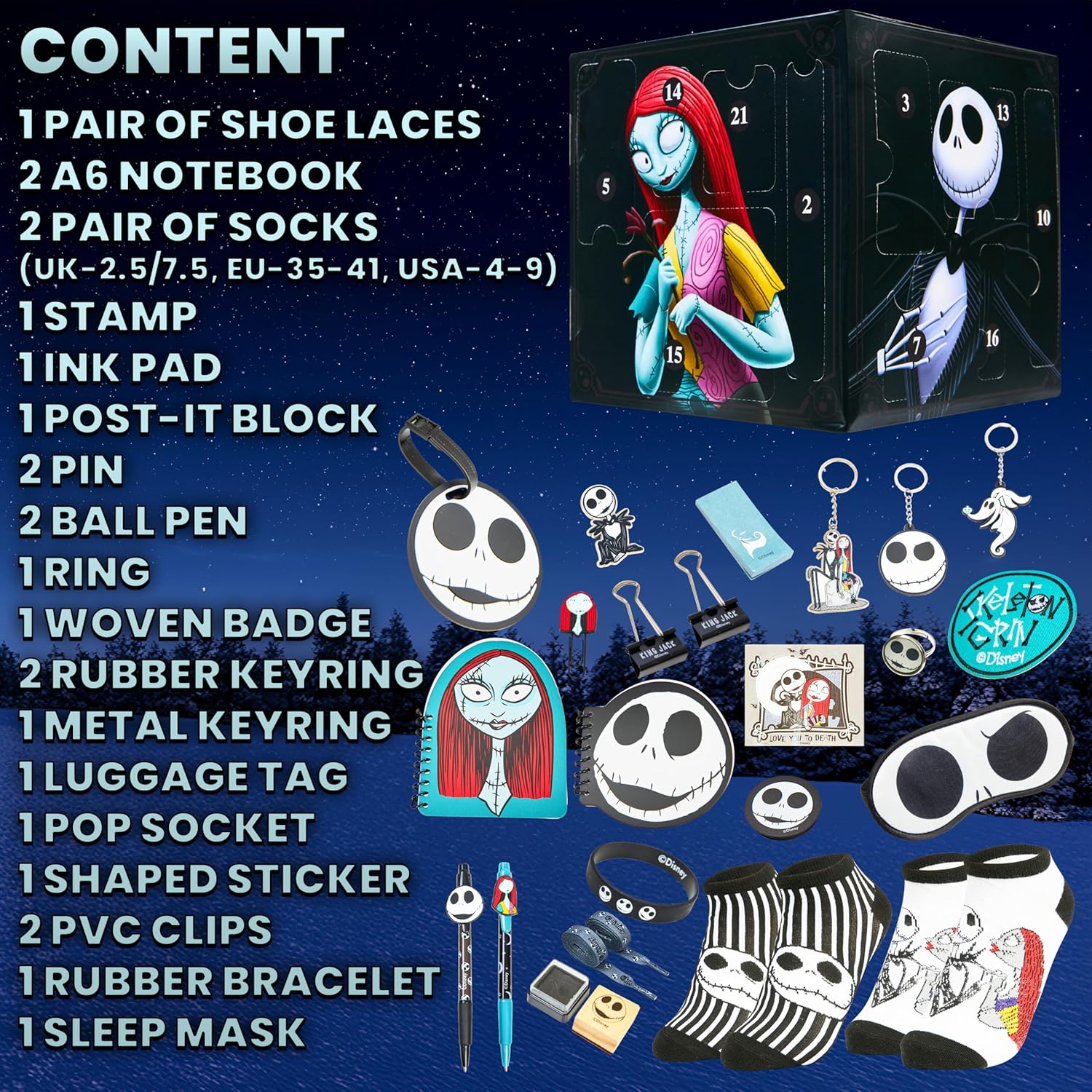 Calendrier de l'Avent 2025 Disney The Nightmare Before Christmas avec Jack, papeterie et accessoires kawaii – Image 6