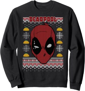 Sweatshirt Marvel Deadpool style pull de Noël avec col tissé