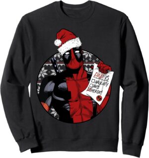 Sweatshirt Marvel Deadpool Santa's List pour papa, Noël et Father's Day