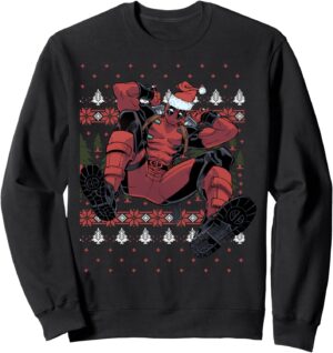 Sweatshirt Pull de Noël Marvel Deadpool à col tissé