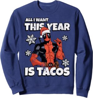 Sweatshirt de Noël Marvel Deadpool All I Want This Year Is Tacos