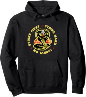 Sweat à capuche Cobra Kai logo cobra Frapper le premier