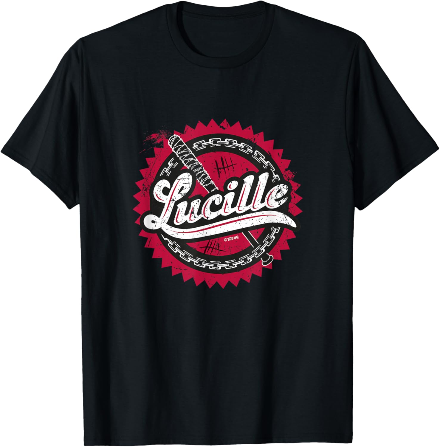 T-shirt Lucille The Walking Dead noir, blanc ou vert kaki chiné