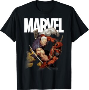 T-shirt Marvel Cable & Deadpool Fight à coupe classique