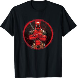T-shirt Marvel Deadpool Distressed Circle, plusieurs coloris