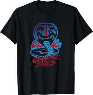 T-shirt Cobra Kai Cobra Never Dies pour femme, fille ou homme